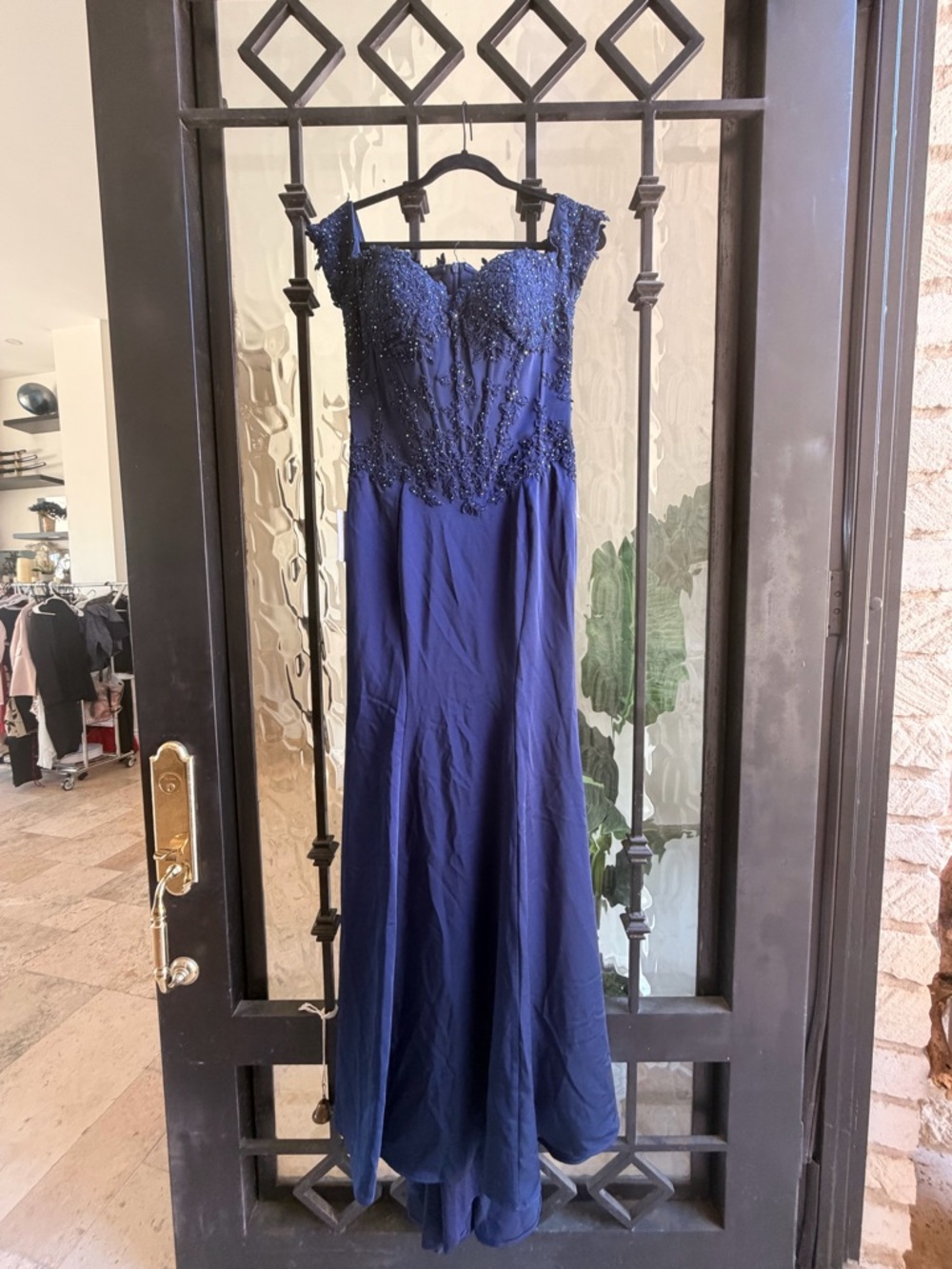 Elegant Navy Blue Beaded Evening Gown / Bridesmaid Dress